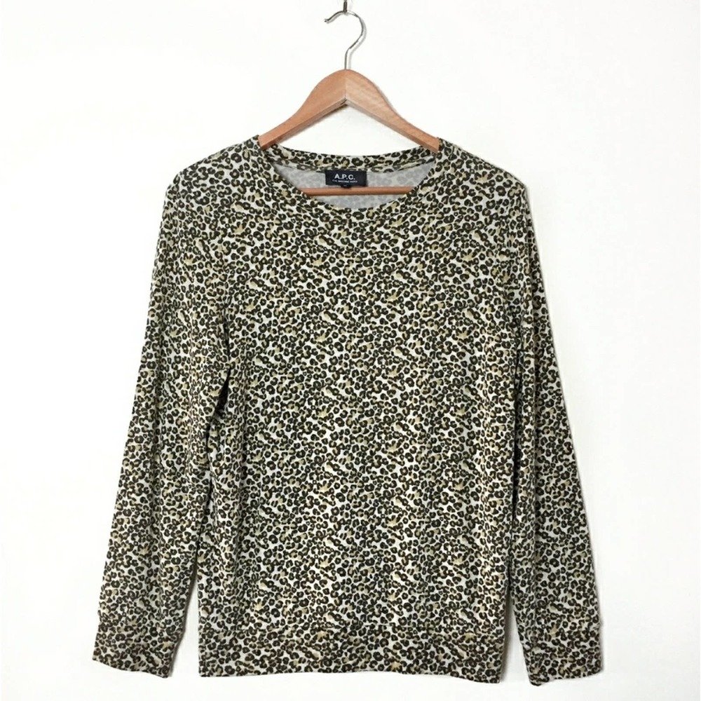 A.P.C. Leopard Print Pullover Crewneck Sweater - image 1